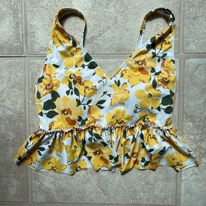 Kortni Jeane Medium V-Neck Top Yellow Floral